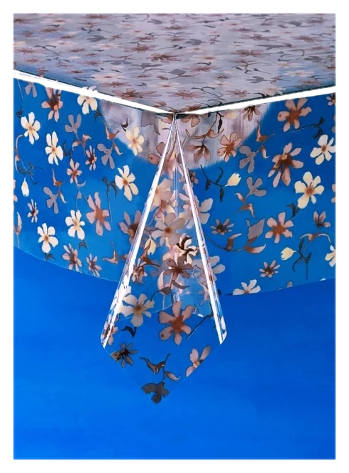 Скатертина HomeStar T07 ПВХ прозора з малюнком, рулон 1,35×30 м