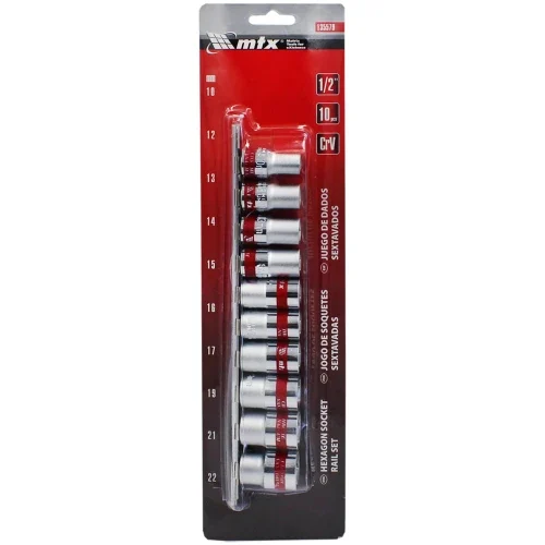 Набір головок MTX 1/2" 10-22 мм 10 предметів Cr-V