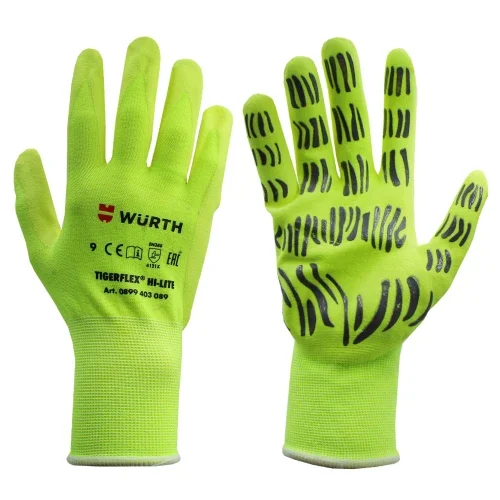 Рукавиці трикотажні робочі захисні WURTH TIGERFLEX HI-LITE 0899403089 L (9) покриття нітрилове