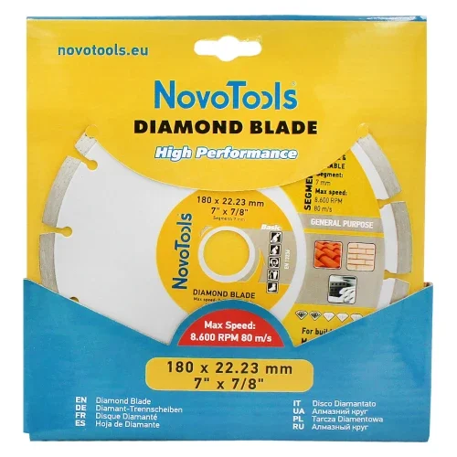 Диск алмазний відрізний NovoTools Basic 180×7×22,23 мм сегментований