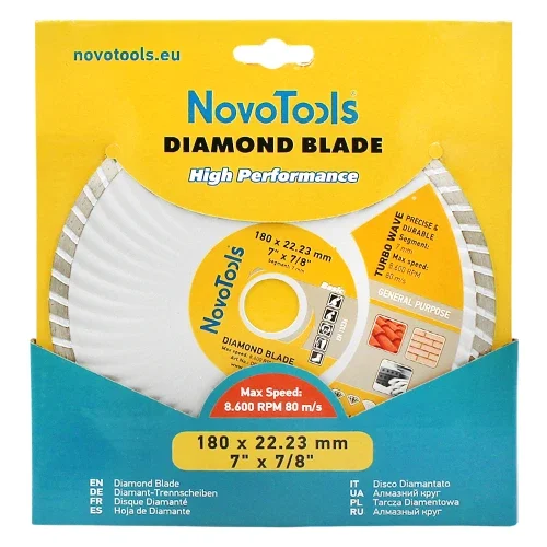 Диск алмазний відрізний NovoTools Basic 180×7×22,23 мм турбований