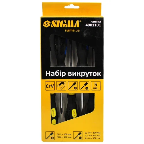 Набір викруток SIGMA 5 шт (SL, РН) Cr-V