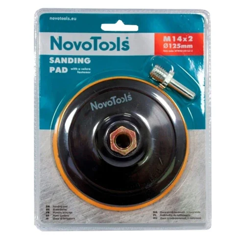 Диск шліфувальний для шліфмашини кутової NovoTools М14×2 125 мм з липучкою та перехідником