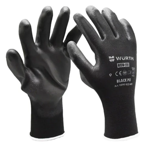 Рукавиці трикотажні робочі захисні WURTH Black PU 0899402409 L (9) покриття поліуретанове