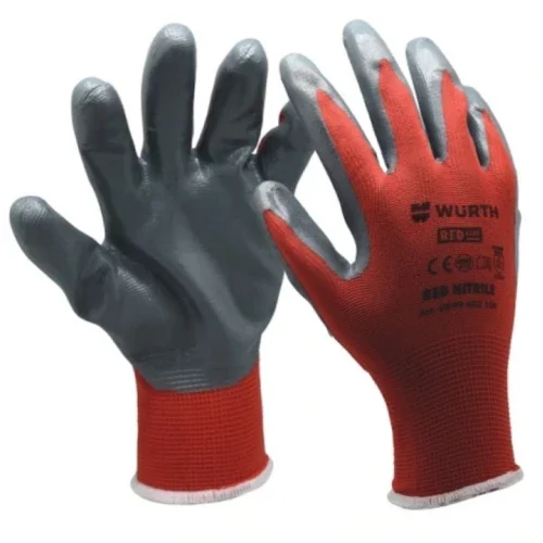 Рукавиці трикотажні робочі захисні WURTH RED NITRILE 0899403110 XL (10) покриття нітрилове