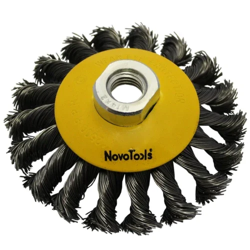 Щітка дротяна конусна NovoTools 100 мм плетений сталевий дріт