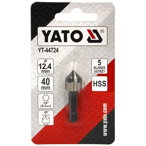 Зенківка конічна по металу YATO HSS HEX-1/4" 12,4×40 мм