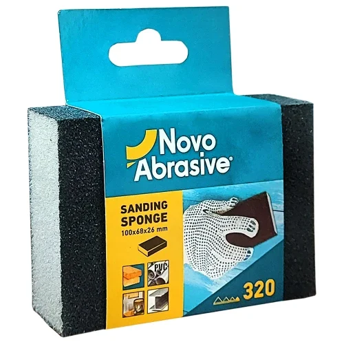 Губка абразивна шліфувальна двостороння Novoabrasive P320 100×68×26 мм