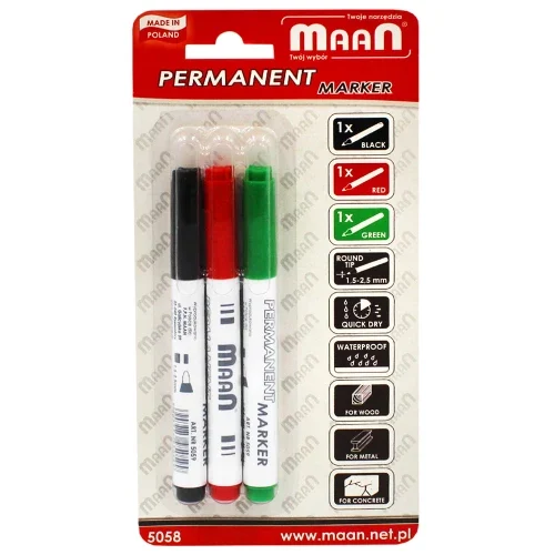 Маркер будівельний MAAN 3 шт чорний/червоний/зелений