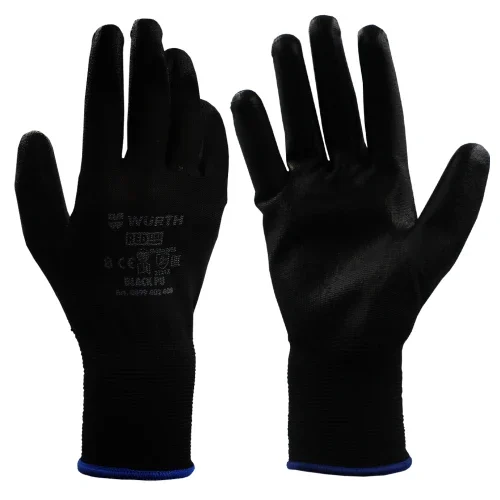 Рукавиці трикотажні робочі захисні WURTH Black PU 0899402408 М (8) покриття поліуретанове