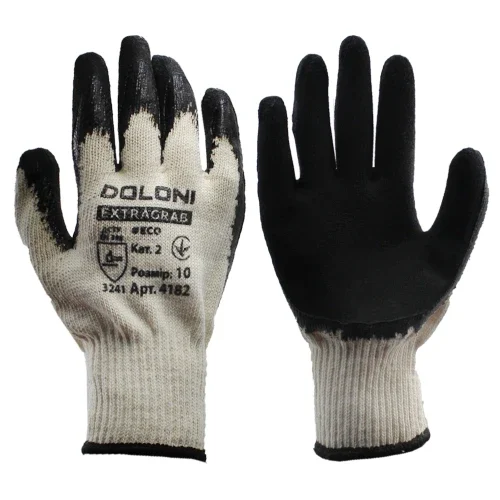 Рукавиці трикотажні робочі Doloni №4182 XL (10) покриття латексне неповне