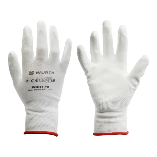 Рукавиці трикотажні робочі захисні WURTH White PU 0899401107 S (7) покриття поліуретан