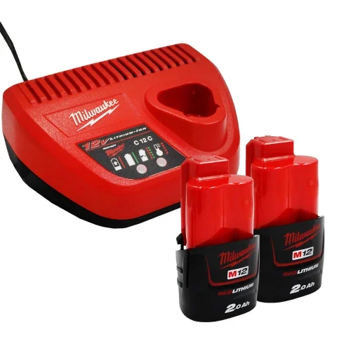 Енергокомплект Li-Ion MILWAUKEE M12 NRG-202 (зарядний пристрій С12, 2 акумулятори В2 2,0Аг)