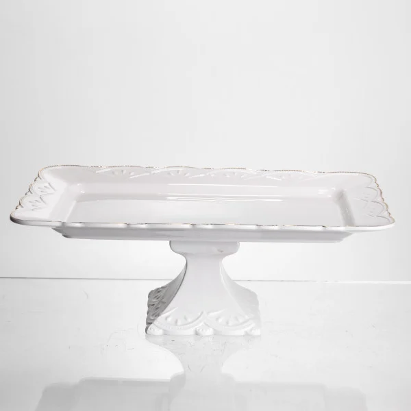 Тортівниця на ніжці White Square 30.5*30.5 см порцелянова квадратна