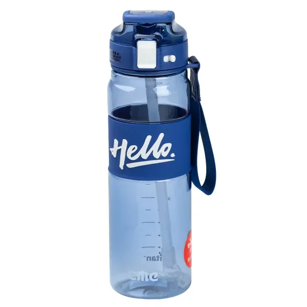 Пляшка для води спортивна Hello 860 мл з тубочкою та ручкою, синій