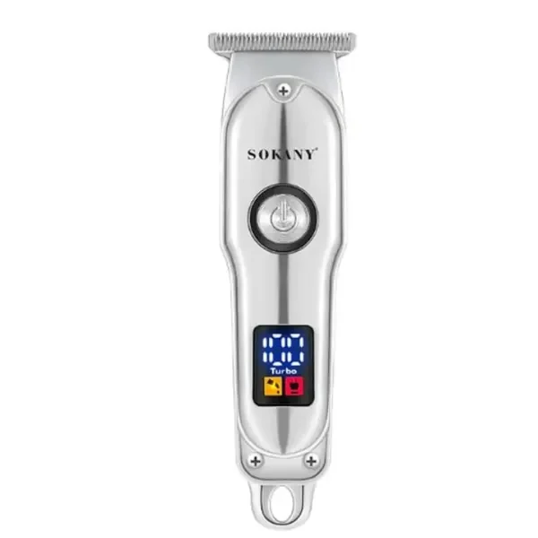 Машинка для стрижки волосся акумуляторна SOKANY SK-LF-9988 з LED-дисплеєм, срібло