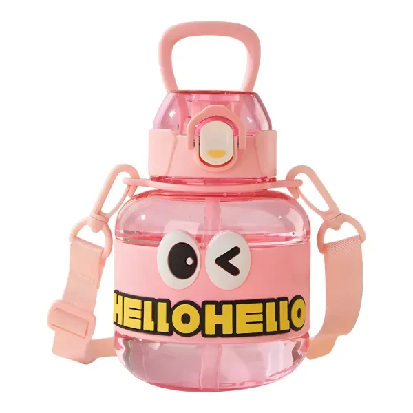 Дитяча пляшка для води HELLO-HELLO 680 мл з ремінцем, рожевий