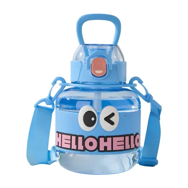 Дитяча пляшка для води HELLO-HELLO 680 мл з ремінцем, блакитний