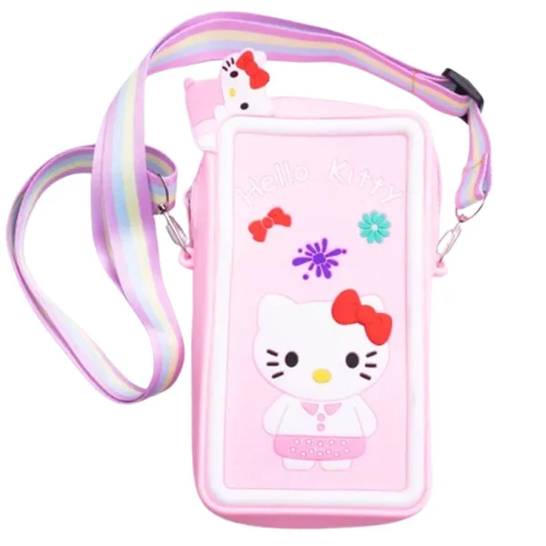 Сумочка-футляр для телефону Hello Kitty силіконова на блискавці 17*9*2 см, рожевий