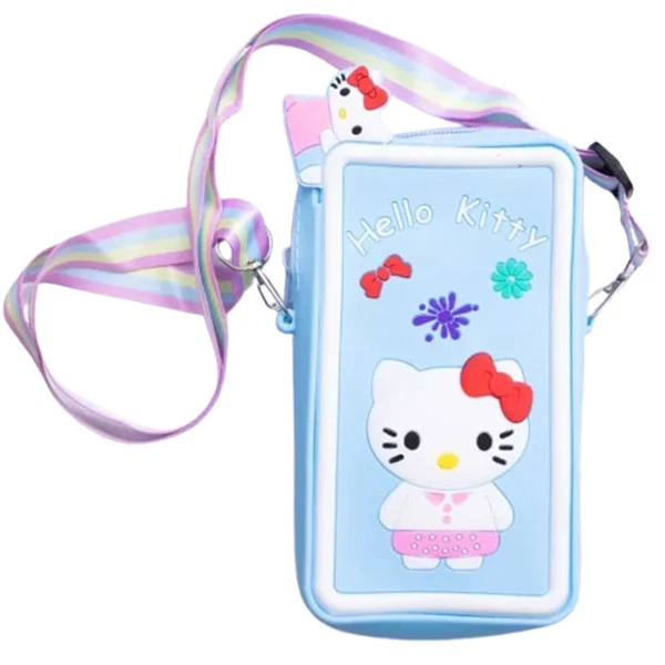 Сумочка-футляр для телефону Hello Kitty силіконова на блискавці 17*9*2 см, блакитний