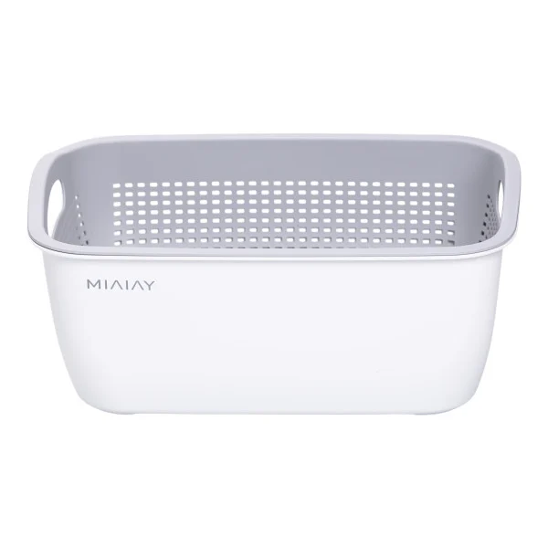 Кошик для миття овочів та фруктів MIAIAY пластиковий 29,5*21*11 см, білий