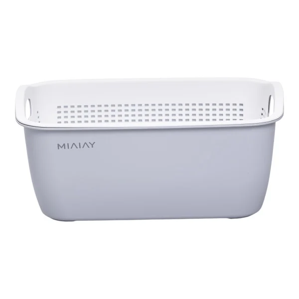 Кошик для миття овочів та фруктів MIAIAY пластиковий 29,5*21*11 см, сірий