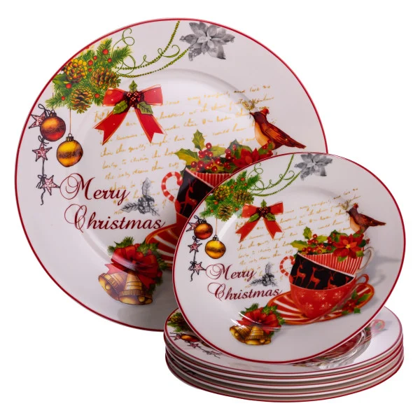 Набір тарілок Merry Christmas порцелянових 7 штук 26,5/19 см