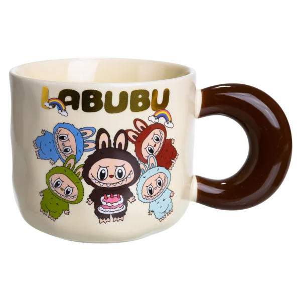Чашка порцелянова LABUBU Bring Joy 400 мл, бежевий