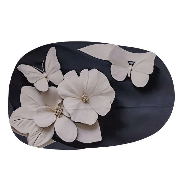 Килимок для ванної кімнати з 3D-ефектом Petal Relief 58*38 см діатомітовий, чорний