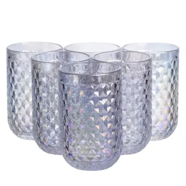 Набір склянок 6 штук по 400 мл із товстогого скла рельєфні, rainbow
