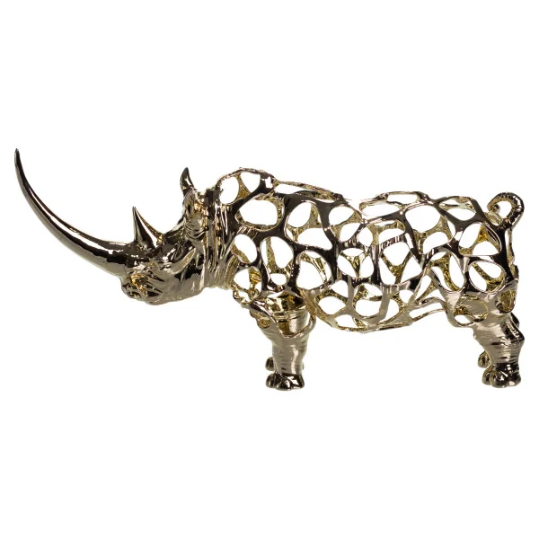Статуетка Rhinoceros 23*6*10 см металева, золото